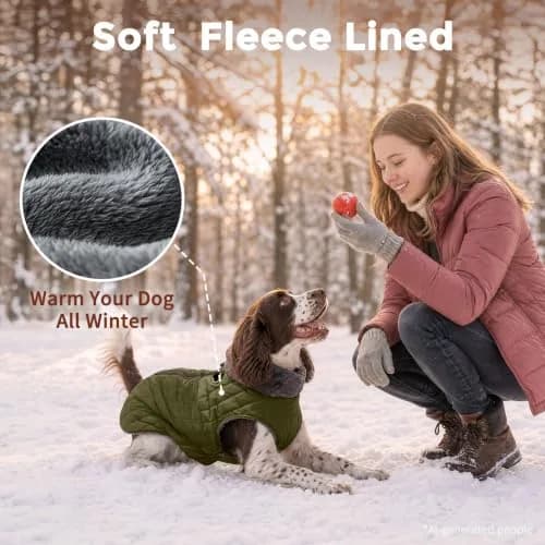 JoyDaog Fleece Dog Jacket with Harness for Small Dogs & Puppies, Green S | Warm, Waterproof, Windproof thumbnail 6