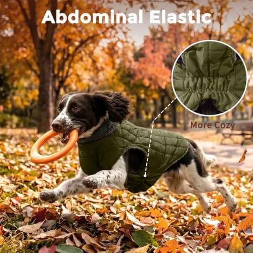 JoyDaog Fleece Dog Jacket with Harness for Small Dogs & Puppies, Green S | Warm, Waterproof, Windproof thumbnail 7