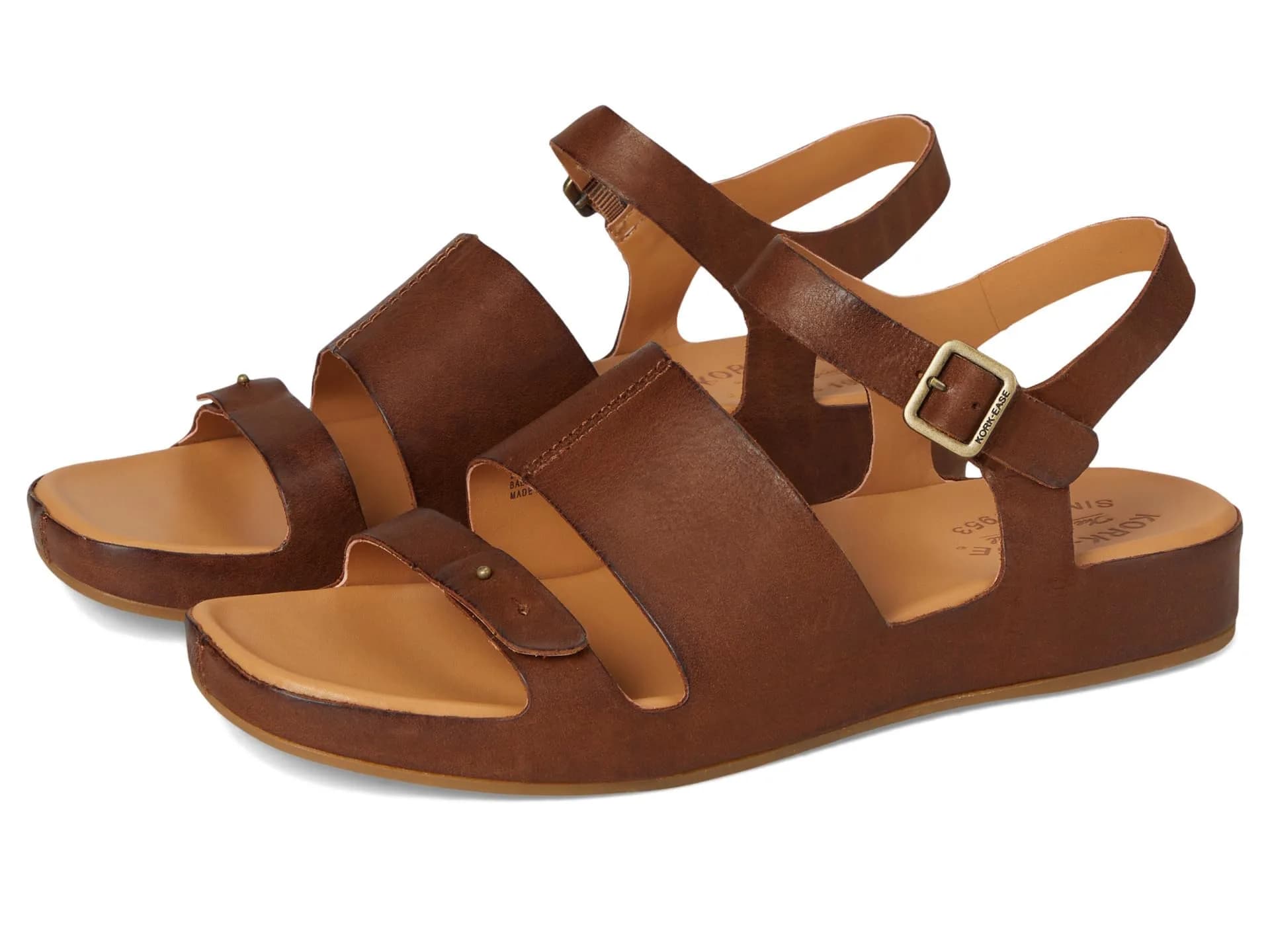 KORK-EASE Women's Mona Brown 10 M | Casual Flat Sandal with Leather Upper & Cushioned Footbed