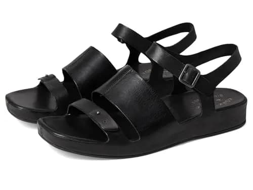 KORK-EASE Women's Mona Brown 10 M | Casual Flat Sandal with Leather Upper & Cushioned Footbed — Black / 9