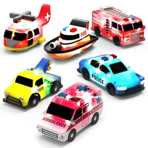 Tub Works Emergency Cars Light Up Bath Toys 6 Pack | Water-Activated Flashing Lights for Toddlers thumbnail 1