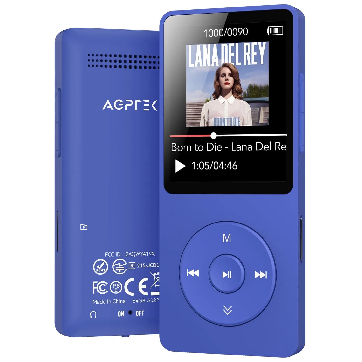 AGPTEK A02 MP3 Player 32GB (1.8 inch Screen, Bluetooth 5.3) | Portable Music Player with Speaker & FM Radio - main product image