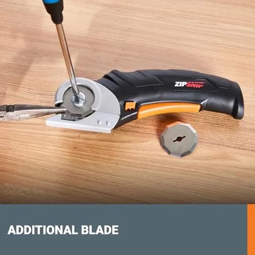 WORX Cordless Electric Fabric & Cardboard Cutting Scissors, 4V ZipSnip with 2 Blades & Case | Cuts up to 1/4" Thick Materials thumbnail 5