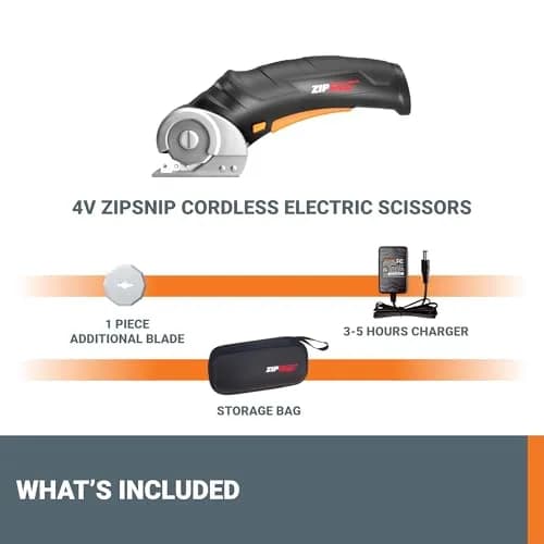 WORX Cordless Electric Fabric & Cardboard Cutting Scissors, 4V ZipSnip with 2 Blades & Case | Cuts up to 1/4" Thick Materials thumbnail 7