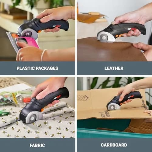 WORX Cordless Electric Fabric & Cardboard Cutting Scissors, 4V ZipSnip with 2 Blades & Case | Cuts up to 1/4" Thick Materials thumbnail 3