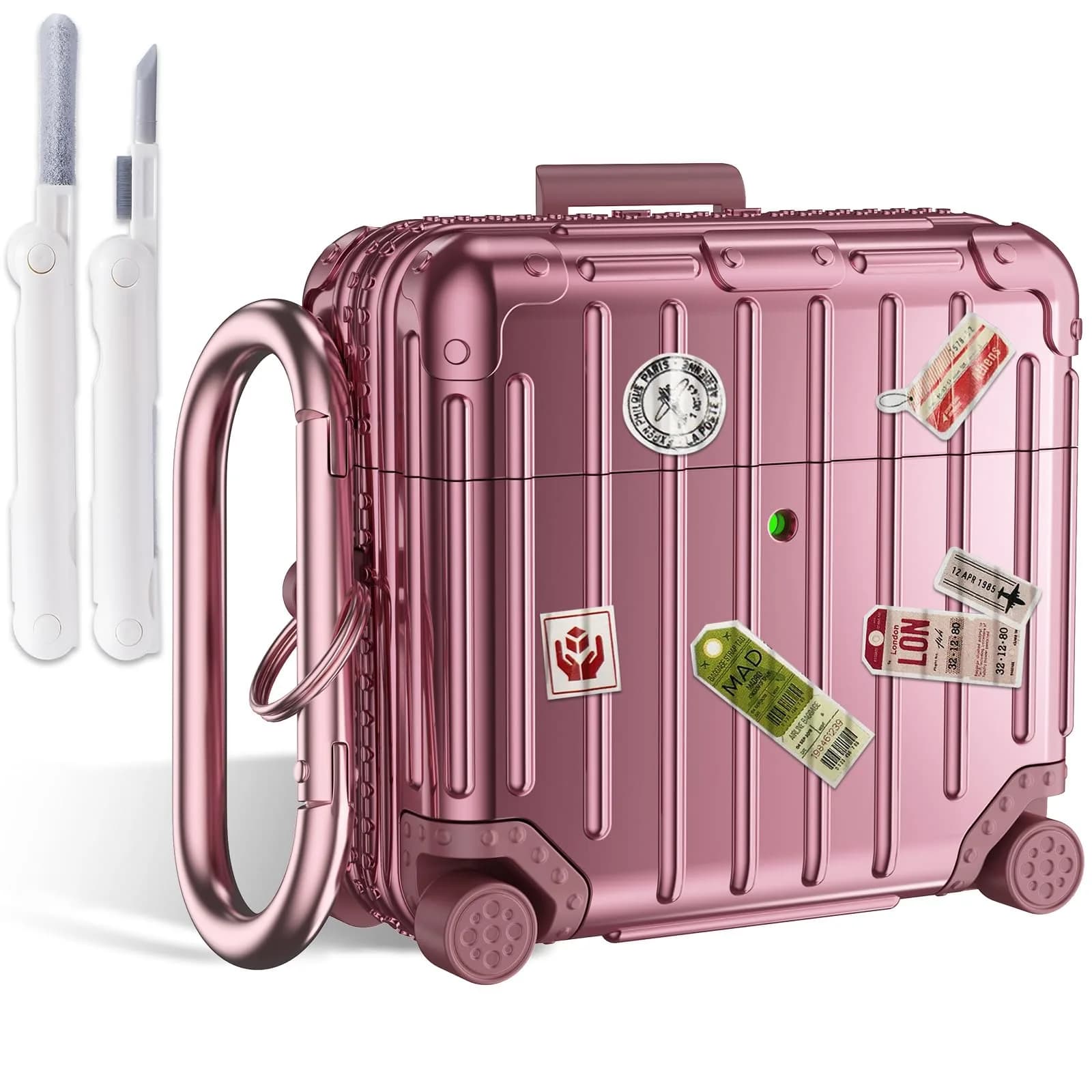 Filoto Suitcase Design Case for AirPods 4/5 Gen (Rose Gold) | Shockproof Protective Hard Case with Keychain & Cleaner Kit — Rose Gold
