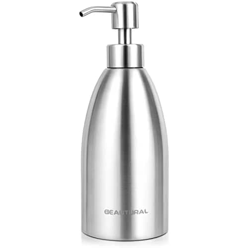 BEAUTURAL Matte Black Stainless Steel Soap Dispenser 447ml (15.2 Oz) | Rust-Proof Refillable Pump Bottle for Kitchen & Bathroom thumbnail 1