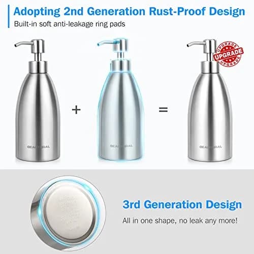 BEAUTURAL Matte Black Stainless Steel Soap Dispenser 447ml (15.2 Oz) | Rust-Proof Refillable Pump Bottle for Kitchen & Bathroom thumbnail 2