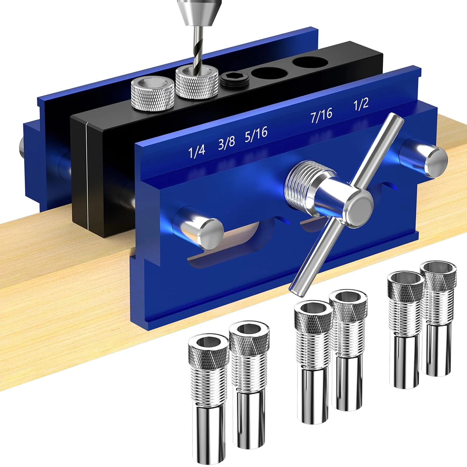 Beaiguna Self Centering Dowel Jig Kit, Adjustable Woodworking Guide, 6PCS Bushings | Precise, Durable & Easy to Use