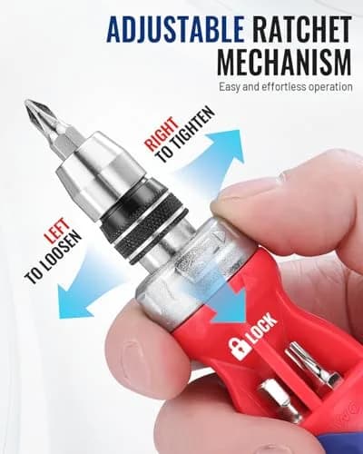 WORKPRO 12-in-1 Stubby Ratcheting Multi-bit Screwdriver | Compact, Magnetic, Premium S2 Steel, EDC thumbnail 4