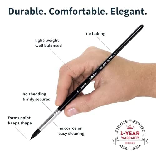 ARTEGRIA Watercolor Brush Set, 9 Synthetic Squirrel Brushes | Premium Water-Based Art Tools thumbnail 4