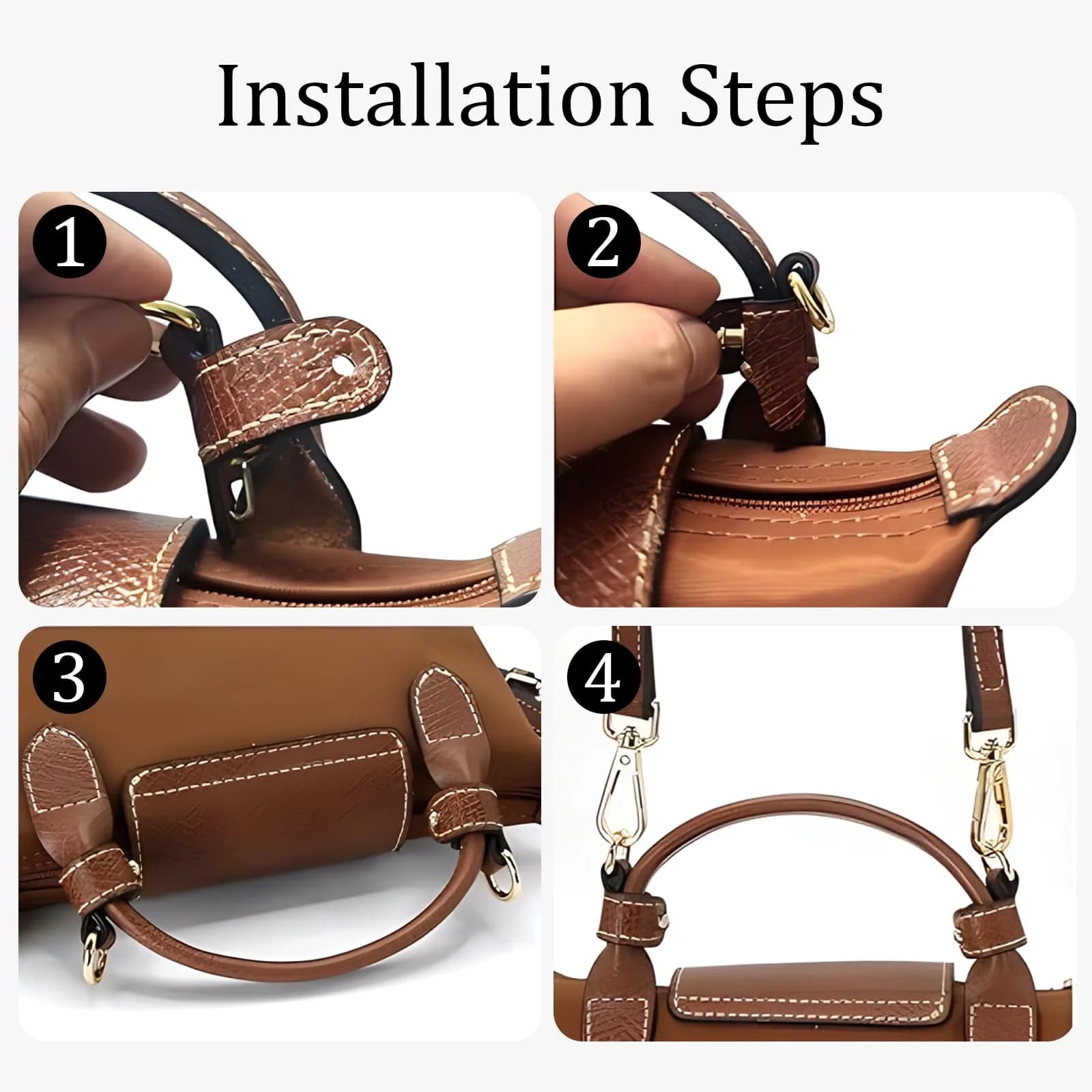 DEVPSISR Leather Strap Suitable for Longchamp Handbag Crossbody Adjustable Shoulder Strap Conversion Kit 125 cm (L) x 1.2 cm (W) | Durable & Adjustable - view 4