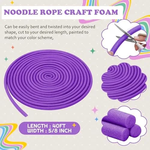 Frienda Foam Noodles 5/8 Inch x 40 Ft Light Purple | Versatile DIY Craft Foam thumbnail 2