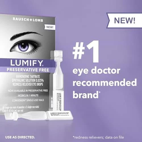 LUMIFY Preservative Free Eye Drops Redness Relief, Sensitive Eyes, 20 Single-Use Vials | Gentle & Effective Redness Relief thumbnail 3