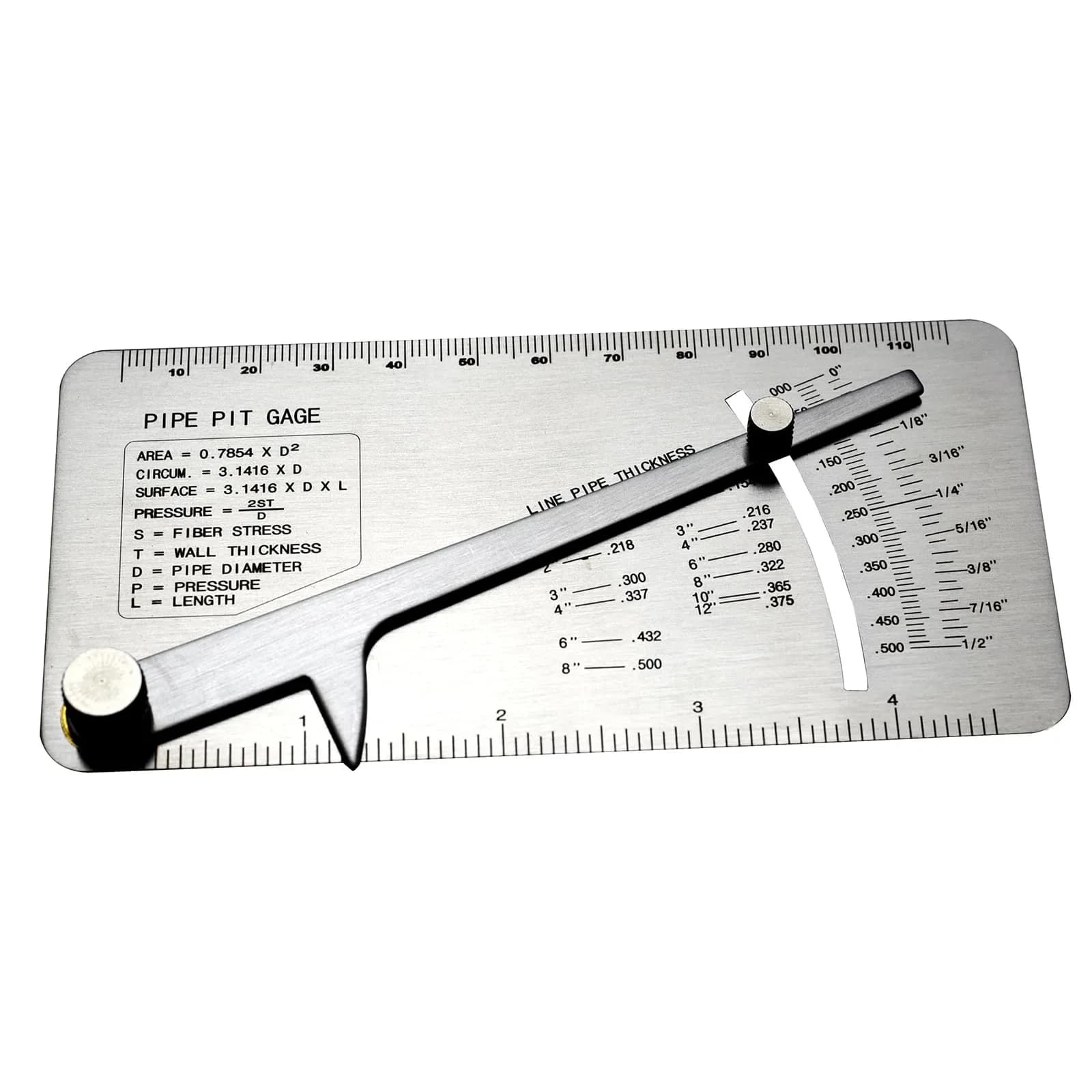 RIVERWELD Pipe Pit Gauge Welding Gage 13mm (1/2") | Precision Stainless Steel Inspection Tool