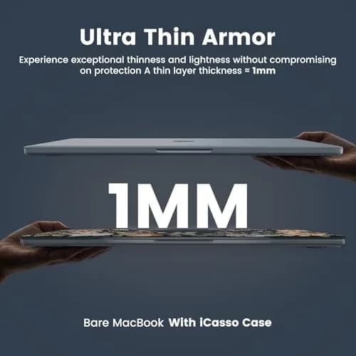 iCasso Ultra Thin Armor Hard Shell Case for MacBook Air 13.6 inch M5/M4/M3/M2 Chip (A3449/A3240/A3113/A2681) | Crystal Clear Midnight Flower thumbnail 3