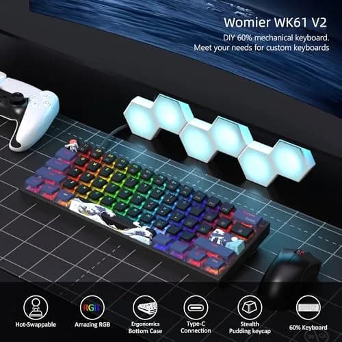 Womier 60% Percent Keyboard Gaming, Creamy Mechanical Wired Keyboard Anime | Compact RGB Gaming Keyboard with Hot-Swappable Switches thumbnail 2