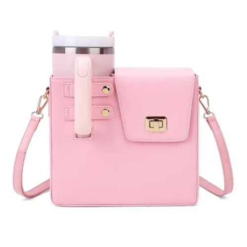 BBIQI Crossbody Water Bottle Purse for 40oz Tumbler | Adjustable Strap, Waterproof Faux Leather, Multi Pocket Storage thumbnail 1