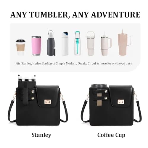 BBIQI Stanley Purse Cup Holder Bag with Strap | Waterproof Faux Leather, Fits 40oz Tumblers thumbnail 4