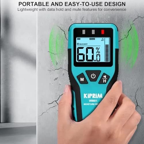 Kiprim WM01 Pinless Moisture Tester for Wood, Walls & Masonry | 40mm Depth Detection thumbnail 6