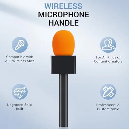 TONOR Handheld Adaptor for Wireless Microphone & Lavalier Mic | 2-Pack, Compatible with DJI, Rode, Hollyland, Custom Flag, Windshields thumbnail 4