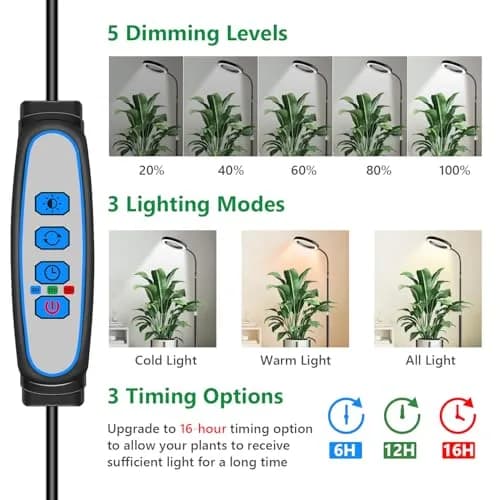 Aumtrly Full Spectrum LED Grow Light with 68-inch Adjustable Stand | 20W LED Plant Lamp thumbnail 2