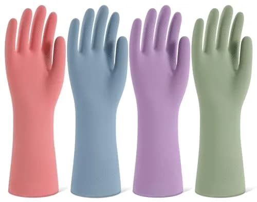 SIFANGKE Rubber Cleaning Gloves for Dishwashing 4 Pairs Large | Non-Slip Household Gloves thumbnail 1