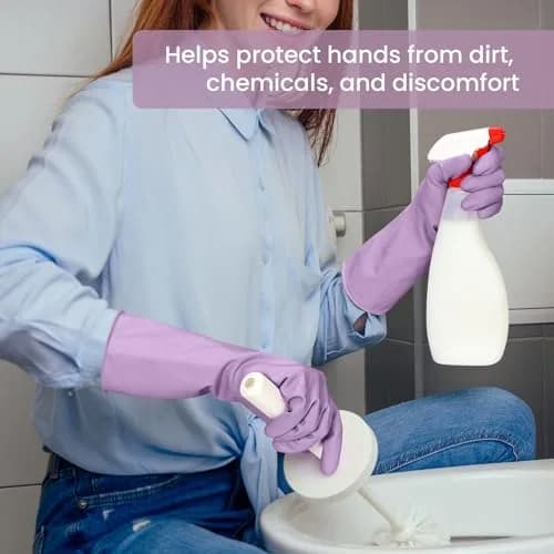 SIFANGKE Rubber Cleaning Gloves for Dishwashing 4 Pairs Large | Non-Slip Household Gloves thumbnail 4