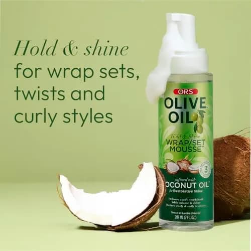 ORS Olive Oil Hold & Shine Wrap Set Mousse 7 oz | Moisturizing, Long-Lasting Shine & Hold thumbnail 4