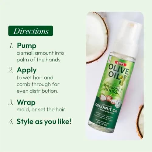 ORS Olive Oil Hold & Shine Wrap Set Mousse 7 oz | Moisturizing, Long-Lasting Shine & Hold thumbnail 6