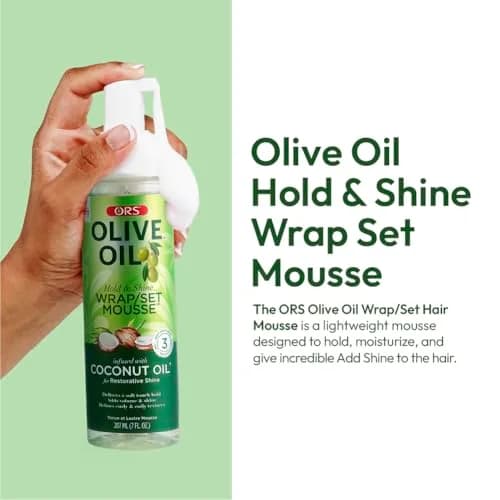 ORS Olive Oil Hold & Shine Wrap Set Mousse 7 oz | Moisturizing, Long-Lasting Shine & Hold thumbnail 2