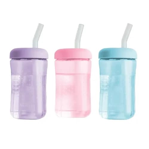 The First Years Squeeze & Sip Straw Cups - 200ml (7 Fl Oz) - Pack of 3 | BPA-Free Toddler Training Cups thumbnail 1