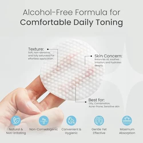 LA PURE Korean Toner Pads for Face, Dark Spots & Dull Skin – 100 Count | Hydrating, Exfoliating, Brightening thumbnail 4
