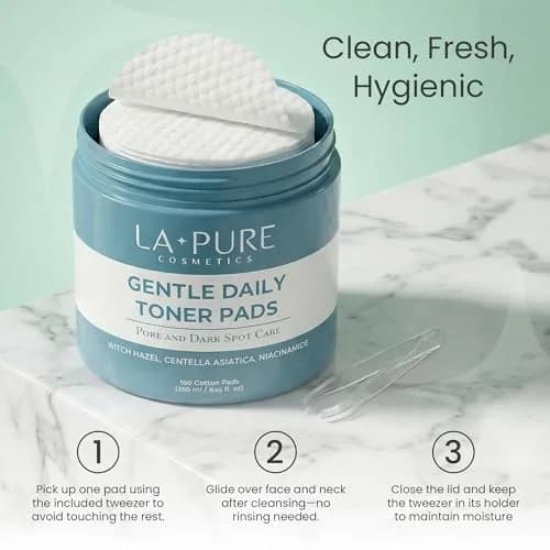 LA PURE Korean Toner Pads for Face, Dark Spots & Dull Skin – 100 Count | Hydrating, Exfoliating, Brightening thumbnail 7