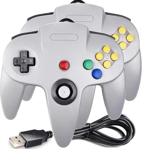 SAFFUN 2 Pack Classic N64 Controller Wired USB PC Gamepad 203g (7.2 oz) | Plug & Play for Windows PC macOS Raspberry Pi thumbnail 1