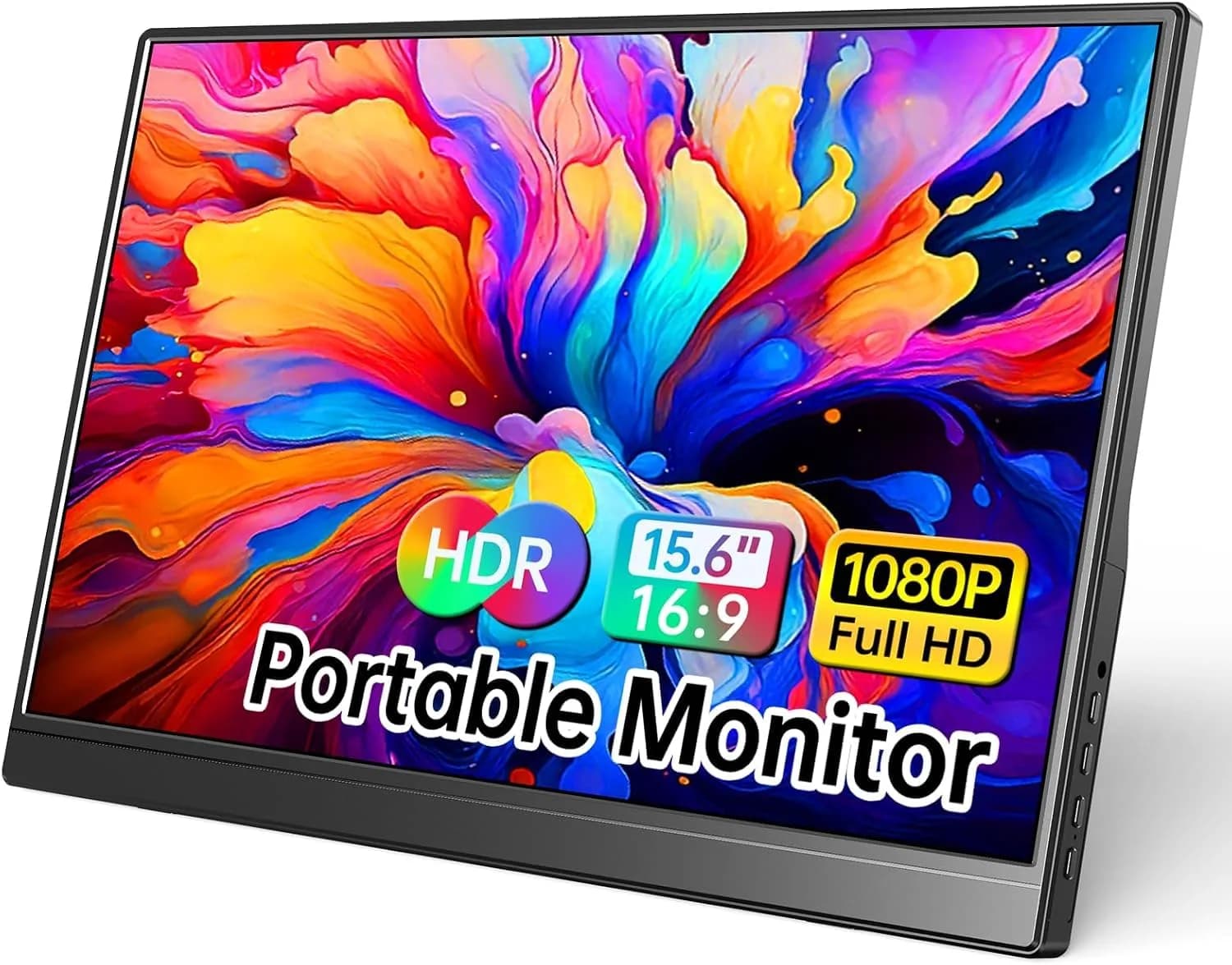 WCV 15.6 Inch Portable Monitor 1080P USB-C HDMI Ultra-Slim Travel Screen with Kickstand