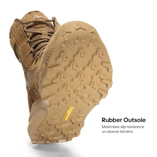 NORTIV 8 Men's Coyote Tactical Military Work Boots 7W (25.8cm Calf Circumference) | Lightweight & Cushioned Combat Footwear thumbnail 7