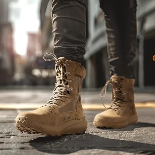 NORTIV 8 Men's Coyote Tactical Military Work Boots 7W (25.8cm Calf Circumference) | Lightweight & Cushioned Combat Footwear thumbnail 2