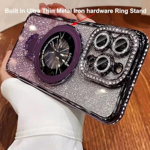 Changjia Magnetic Stand Glitter Case for iPhone 16 Pro Max 6.9" | Luxury Rhinestones & Kickstand thumbnail 4