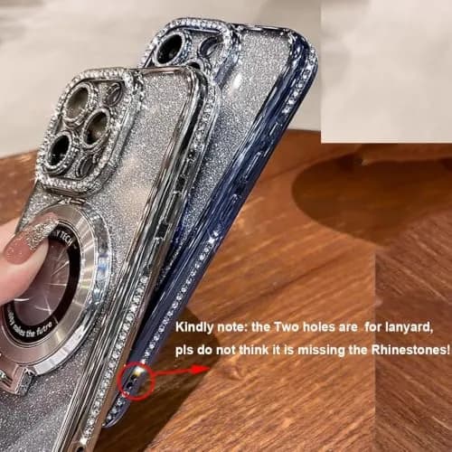 Changjia Magnetic Stand Glitter Case for iPhone 16 Pro Max 6.9" | Luxury Rhinestones & Kickstand thumbnail 2