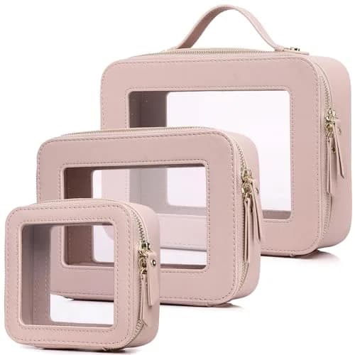 Pinkmik Clear Makeup Bag Set, L+M+MINI (3-Piece) | TSA Approved Travel Cosmetic Case thumbnail 1