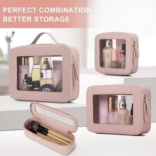 Pinkmik Clear Makeup Bag Set, L+M+MINI (3-Piece) | TSA Approved Travel Cosmetic Case thumbnail 7