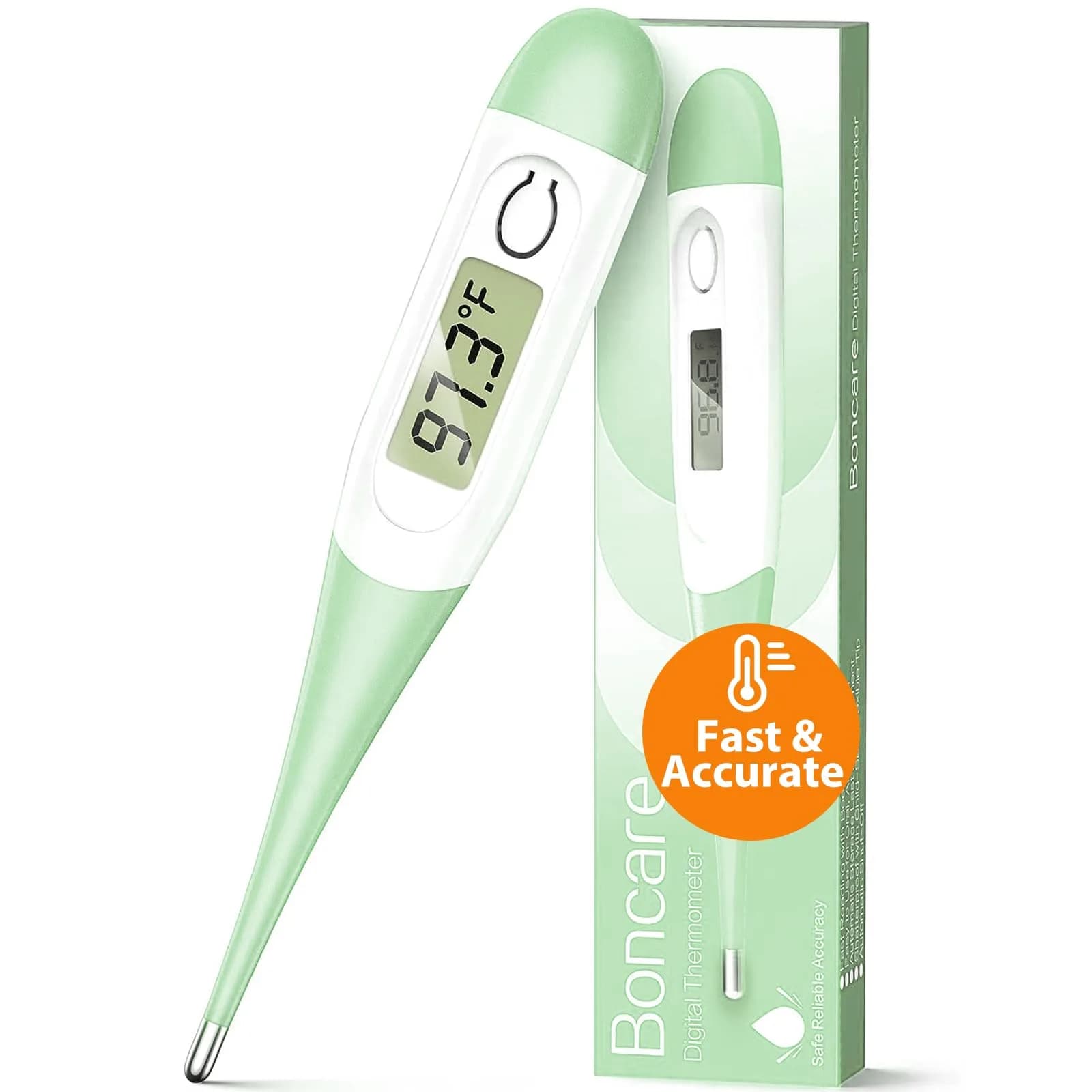 Boncare Digital Thermometer for Adults, Kids & Babies, Dark Blue | Accurate & Fast 10-Second Reading — Light Green