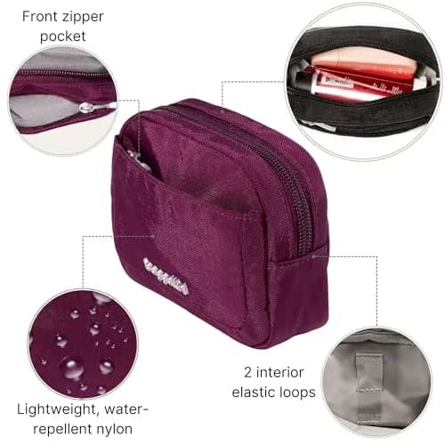 Baggallini Mini Cosmetic Pocket - Lightweight 4.9"W x 3.5"H x 1.5"D Makeup Bag | Mulberry thumbnail 3