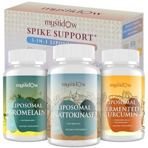 Mystidow Spike Support Trio | Liposomal Nattokinase 8000 FU 500mg, Bromelain 1150 mg & Fermented Curcumin 1800 mg | High Potency, Enhanced Absorption Formula | for Immune, Heart & Circulatory | 60 Servings thumbnail 1