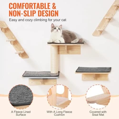 VEVOR Wall Mounted Cat Shelves Set of 9 | Supports 40 lbs, Climbing & Resting thumbnail 5