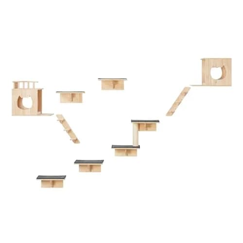 VEVOR Wall Mounted Cat Shelves Set of 9 | Supports 40 lbs, Climbing & Resting thumbnail 9