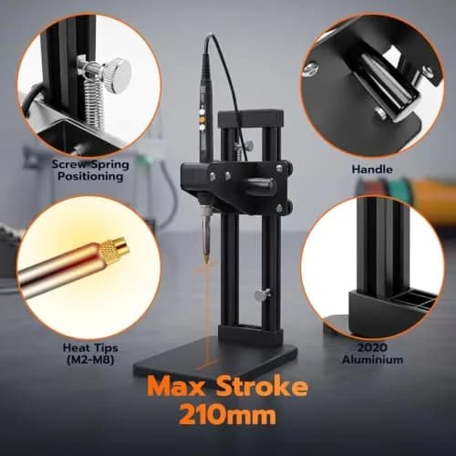 3DZWMAN Vertical Heat Set Insert Tool Press with 60W Soldering Iron & M2-M8 Tips | 210mm Insertion Height thumbnail 2