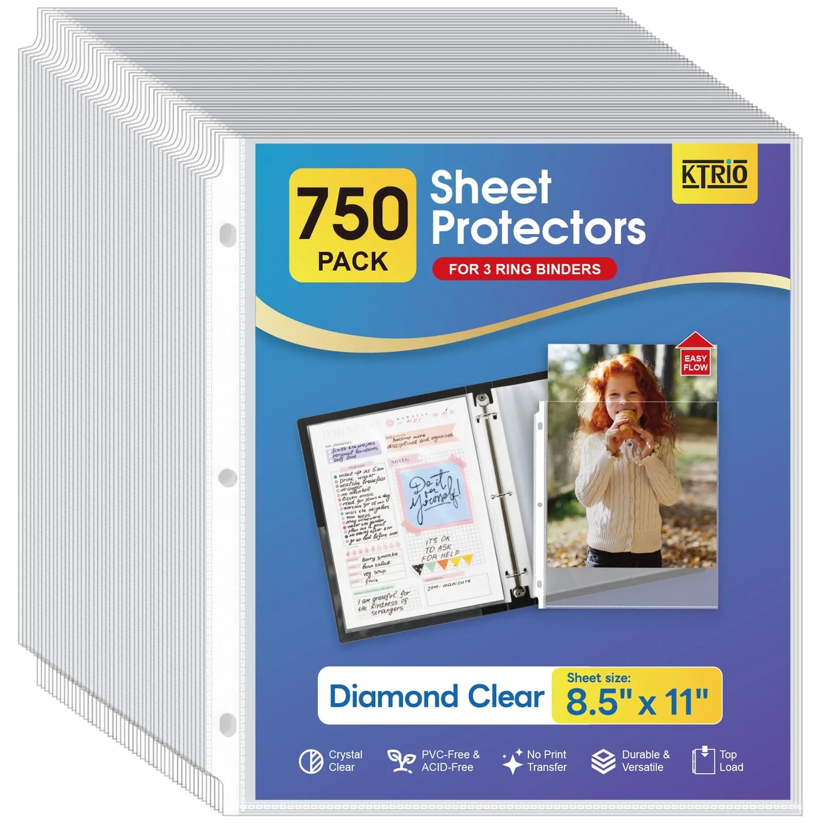 KTRIO Sheet Protectors 8.5 x 11 Inch, 750 Pack | Clear Polypropylene, Top Loading, PVC-Free, Acid-Free