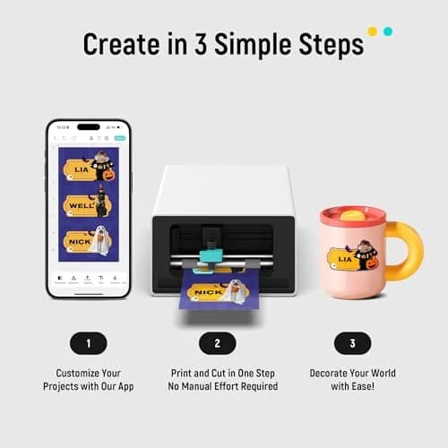 Liene PixCut S1 Color Sticker Printer & Cutting Machine 4x7 in | All-in-One DIY Sticker Maker with AI Auto-Cut thumbnail 3